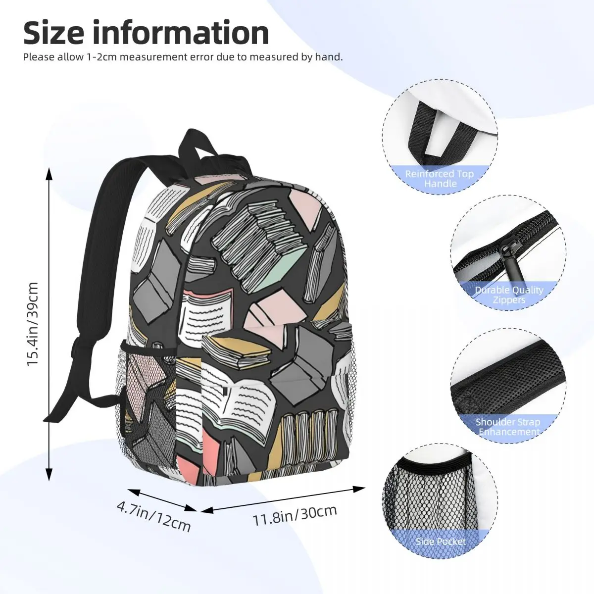 Muchos libros Mochilas escolares informales para adolescentes, bolso de hombro de gran capacidad, mochila de viaje para niños