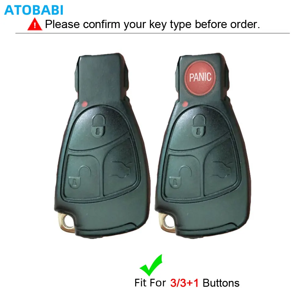 Leather Car Key Cover For Mercedes Benz C E G M R S Class 2000 2001 2002 2003 2004 2005 Smart Remote Control Fobs Protector Case - Image 2