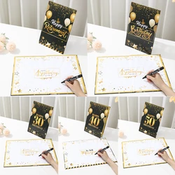 30 40 50th Black Gold Birthday Party Decor Signature Cardboard Guest Book for Cheers to 50 Years Old Gifts 30 40 50 Signing Card