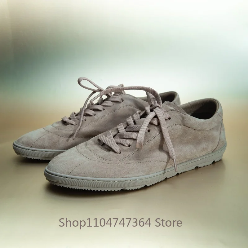 

Vintage Designer Genuine Leather Cow Suede Oxfords Men's Casual Shoes Male Flat Breathable Lace Up Low-Top Sneakers Youth Shoes