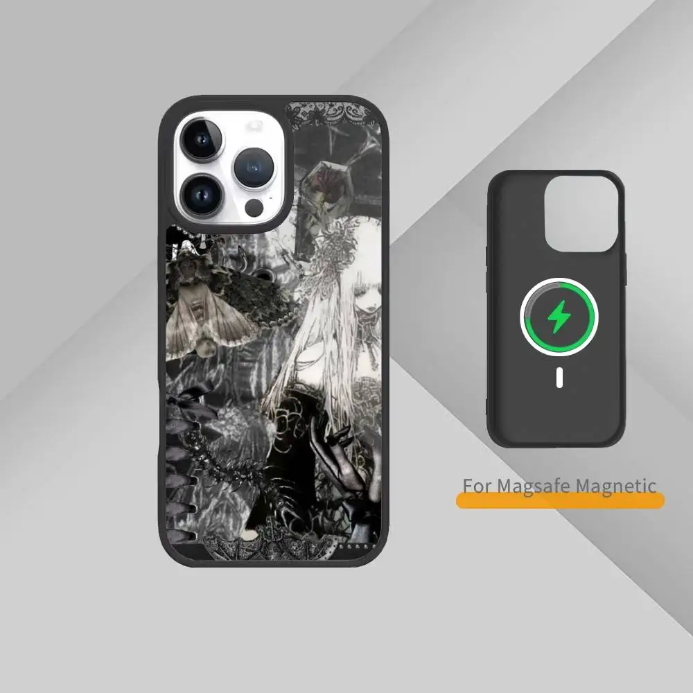 Coque de téléphone gothique coquette cybersigilisme, pour iPhone17,16,15,14,13,12,11 Plus,Pro Max, chargement sans fil magnétique Magsafe