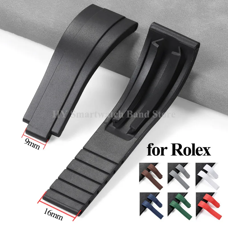 20mm TPU Rubber Watch Band for Rolex Submariner Daytona GMT for Oysterflex Men Silicone Bracelet Waterproof Sport Watch Strap