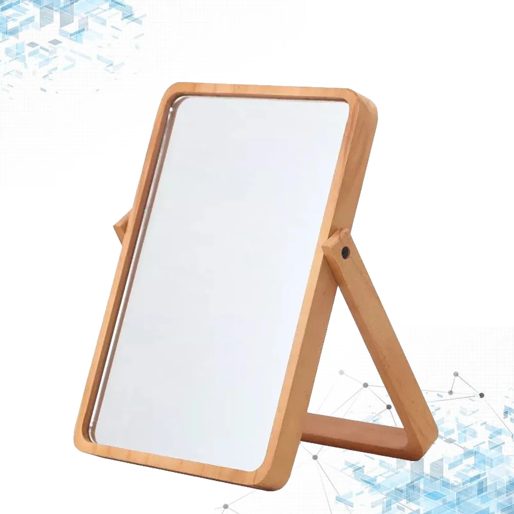 

Makeup Mirror Stereo Desktop Foldable Table High Quality Dressing Bamboo Wooden Travel