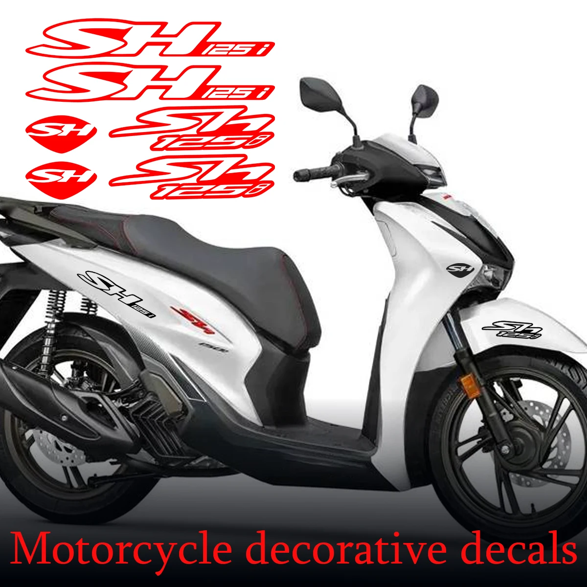 Adesivi Riflettenti per Moto SH 125i, Decorazioni per Pannelli Laterali, Carenatura Posteriore e Parafango, Accessori Moto
