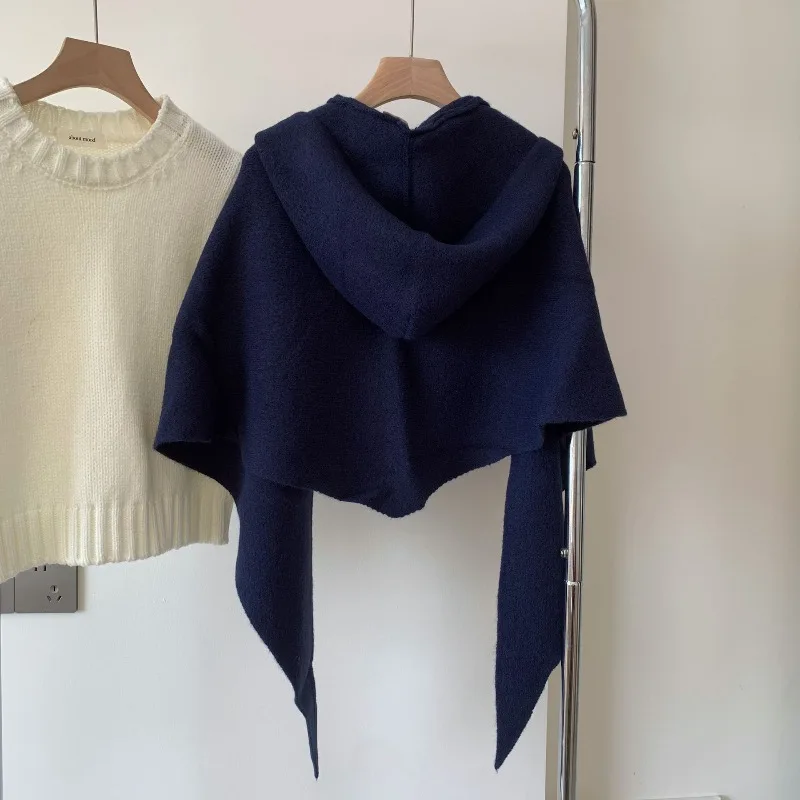 

Новая осенне-зимняя вязаная треугольная шапка с большой шалью для женщин, теплая шапка, шарф, шаль