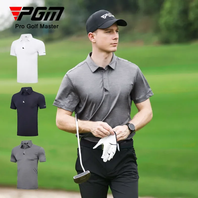 

PGM Man Quick-dry Golf Sportswear Men Short-sleeved Elastic Golf Shirt Breathable Tennis Soft T-shirts Outdoor Sports Jersey Top