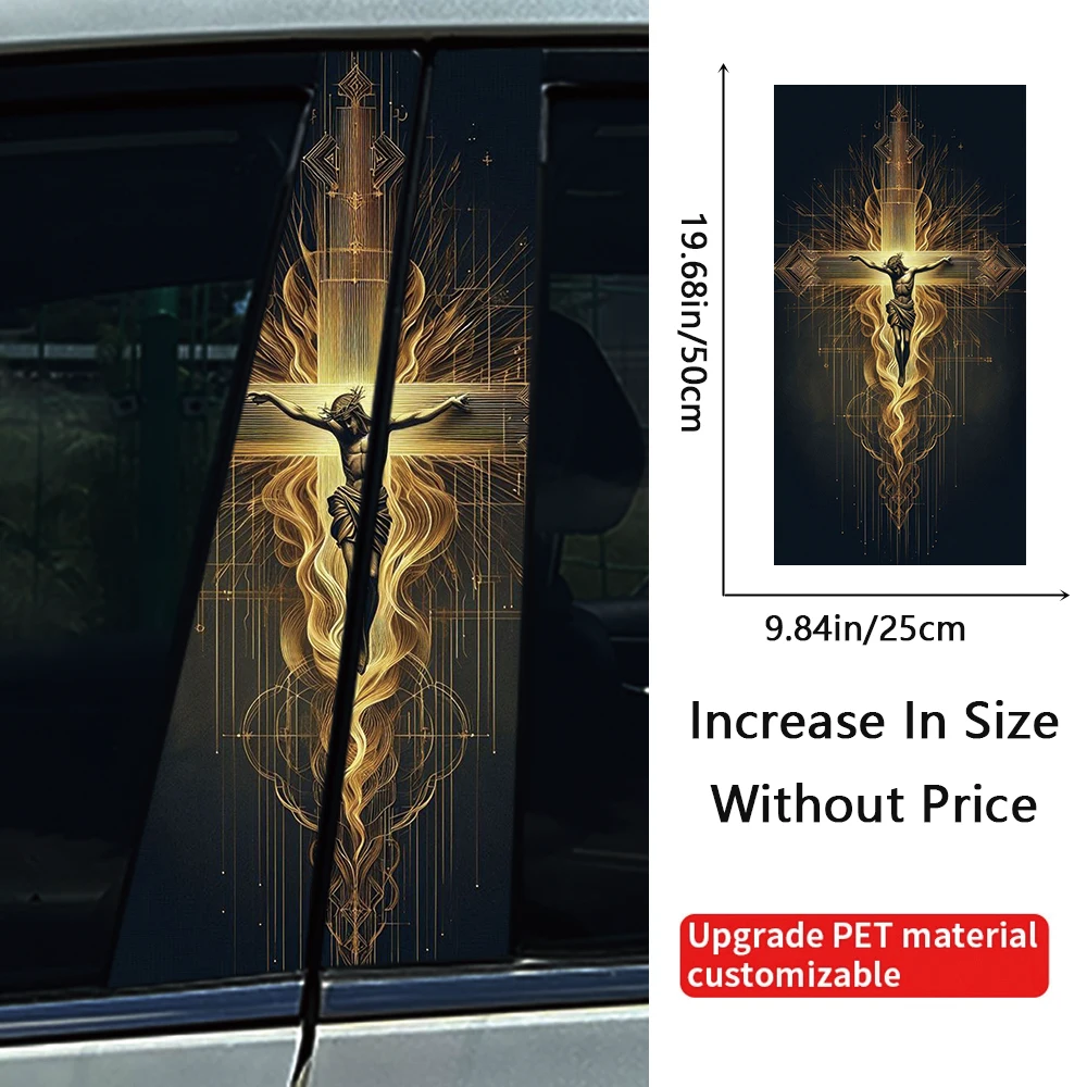 God Prayer Jesus Cross Auto B-pillar Stickers Car Center Column Decoration Cover Scratches Waterproof Decals Car Accessories