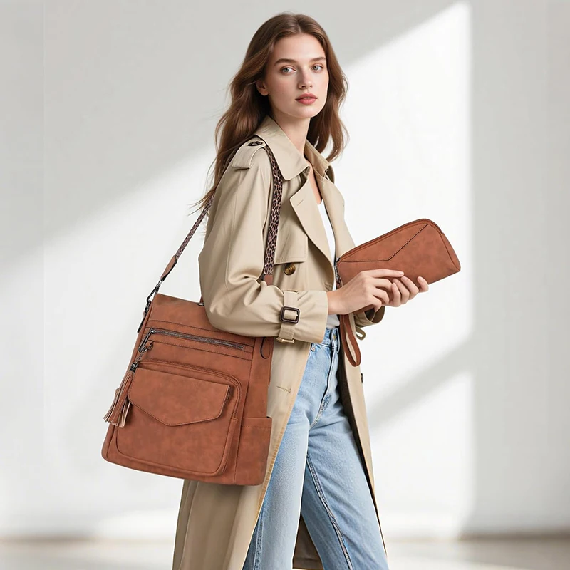 Backpack Purse for Women Leather Fashion Designer Ladies Shoulder Bags Travel Multi-Pocket Backpack Convertible Satchel Bag