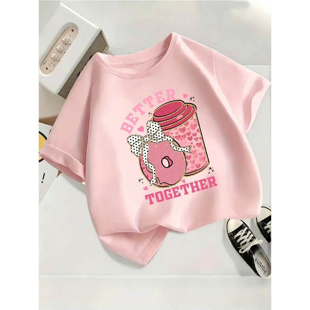 Summer Popular Round Neck Children's T-shirt Loose Comfortable Fashionable Casual Simple Versatile Cute Printed Top