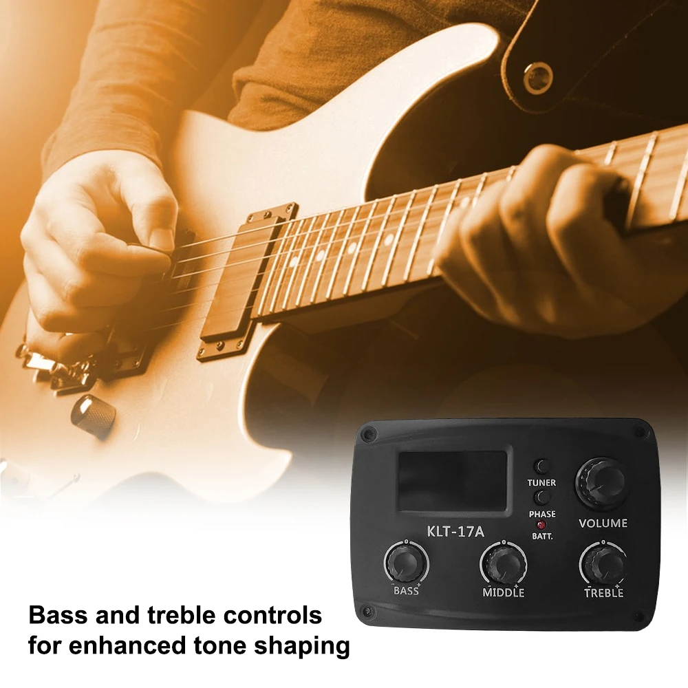 Acoustic Guitar Pickup Folk Classical Guitar Pickup LCD Display with 4-band EQ for Folk Guitar Instrument Accessories