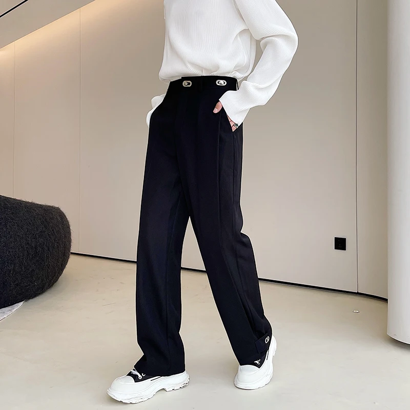 

2023 Men Spring Autumn New Solid Color Suit Pants Men Korean Loose Casual Pants Men Fashion Streetwear Wide-leg Pants U191