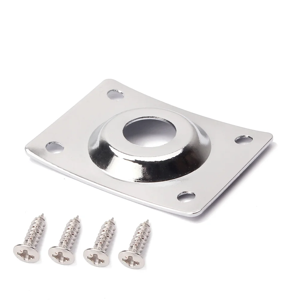 

Square Curved Guitar Jack Plate 1 4 Inch Pickup Output Input Jack Socket Plate with Screws for Electric Guitar Bass Durable