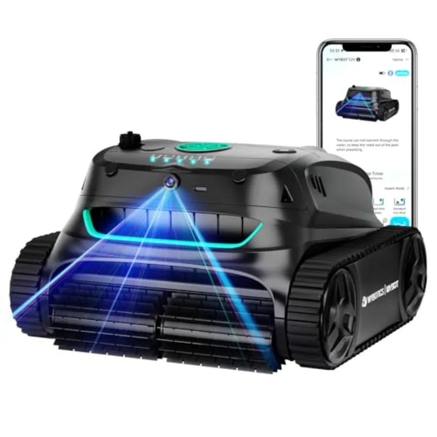 

Inground pool cleaner with S2 Vision AI camera cordless brushless motor 8-in-1 function wall climbing horizontal waterline scru