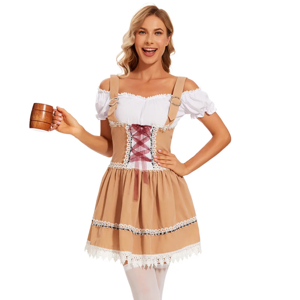 Kobiety tradycyjna niemiecka Dirndl Oktoberfest sukienka Bavaria piwna dziewka parada kostium strój Cosplay Halloween fantazyjna sukienka imprezowa