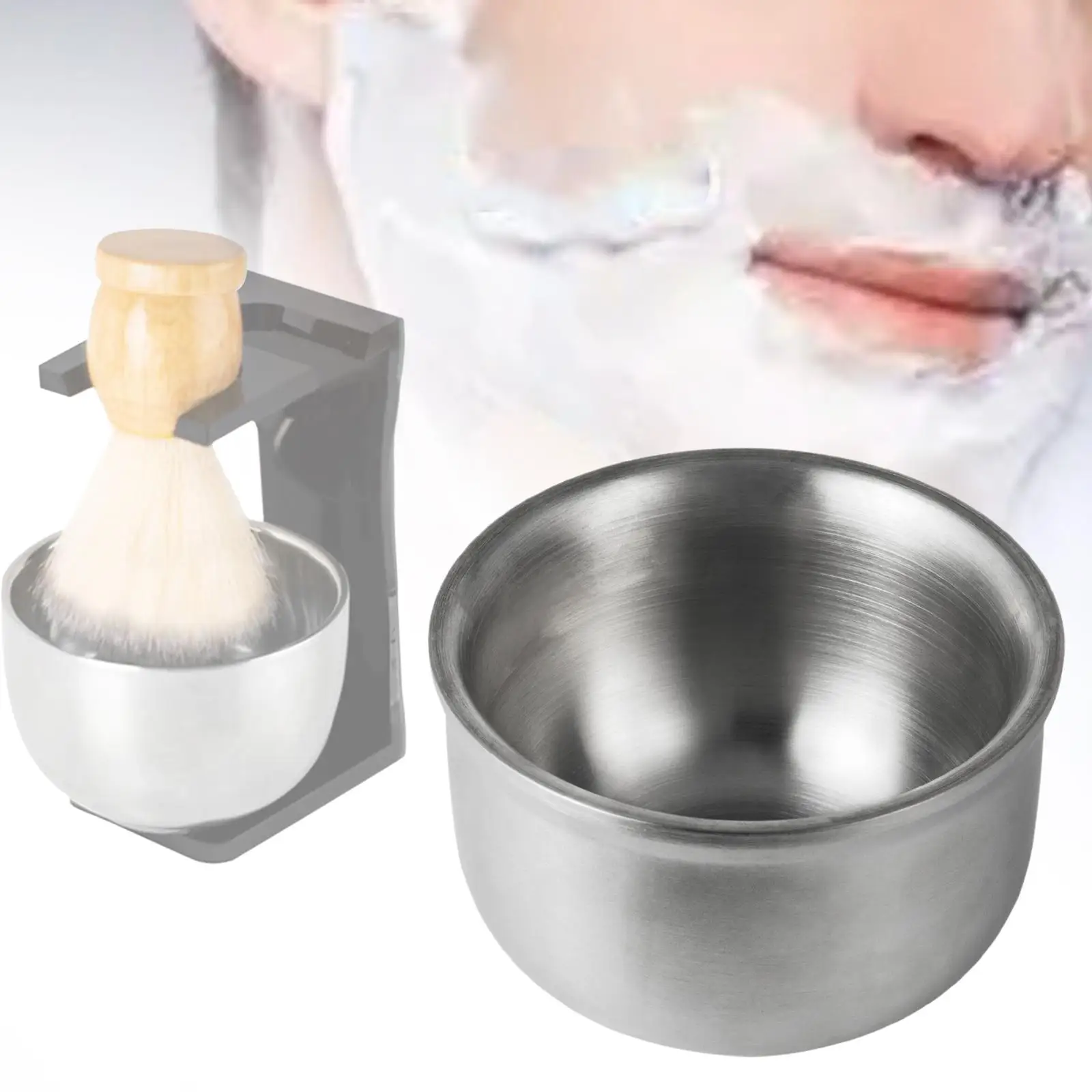 Shaving Soap Bowl Stainless Steel Anti Slip Shave Mug Rich Foam Shaving Cream Bowl for Classic Wet Shave