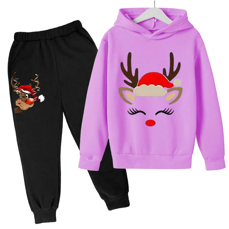 3-12-year-old Kids Autumn/Winter Hoodie Christmas Gift Top+Pants Hoodie Sports Set Casual Fashion Sports Two Piece Set