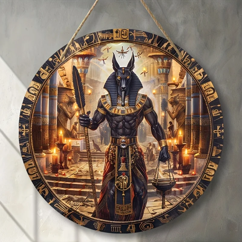 

Anubis Themed Round Acrylic Sign-Contemporary Style Manufactured Acrylic Wall Hanging Decor for Use-Home,Dining Table Decor