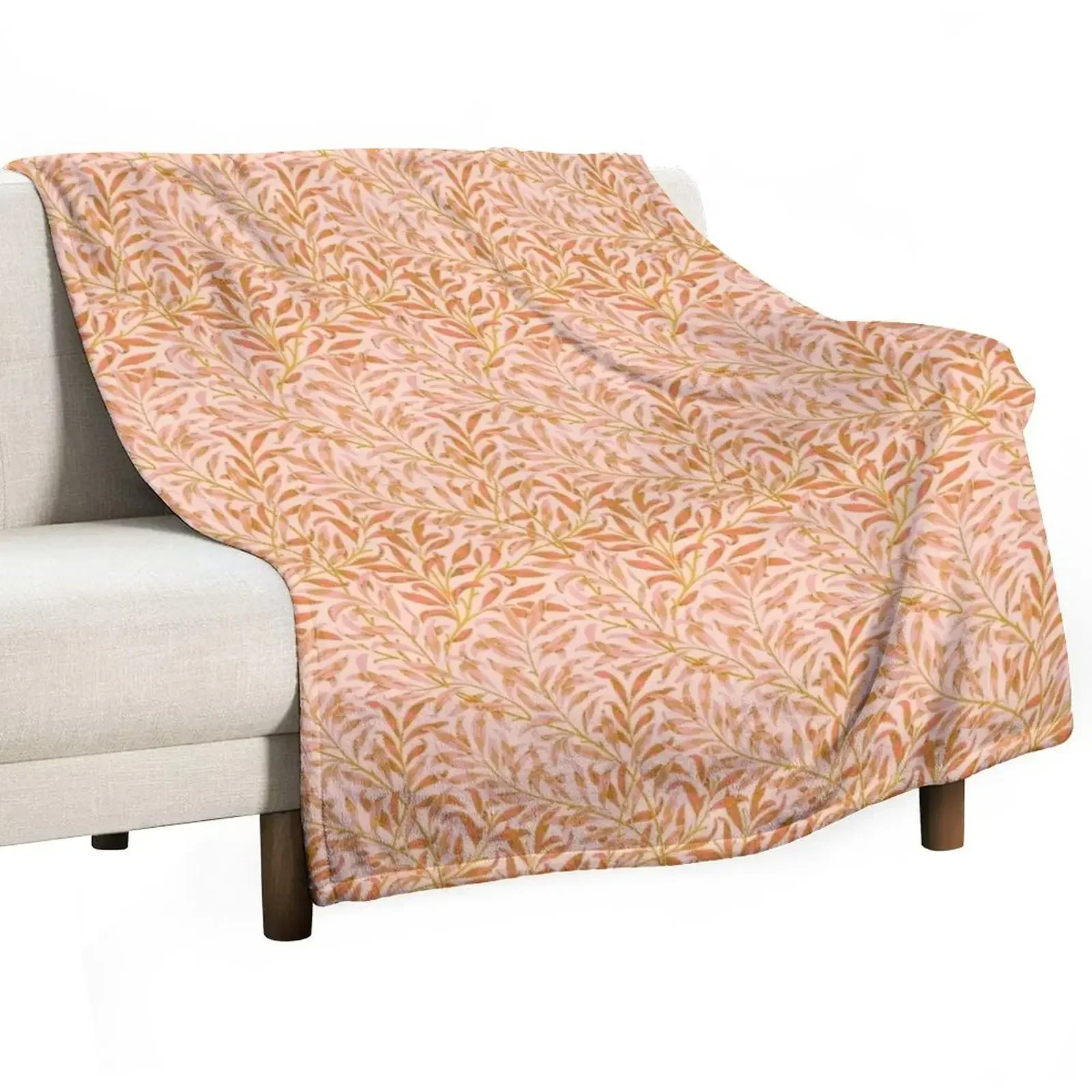 

William Morris Willow Bough Pattern Orange on Peach Throw Blanket Quilt Heavy Blankets For Bed Blankets