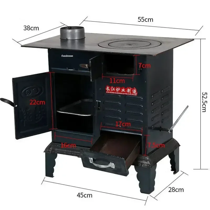 Imagem -05 - Fogão de Aquecimento a Lenha Interior Aquecedores de Pátio ao ar Livre Lenha em Casa e Carvão Fogão de Assar de Dupla Finalidade Fogão de Forno Multifunções