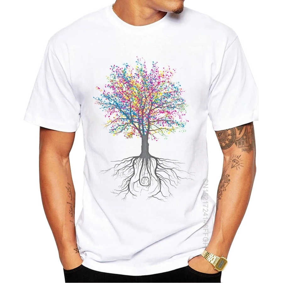 Notes Grows On Trees Men T-Shirt 100% Cotton Guitar Tree Design Crew Neck Casual Tops Hipster Male T Shirts Funny Cool Tee