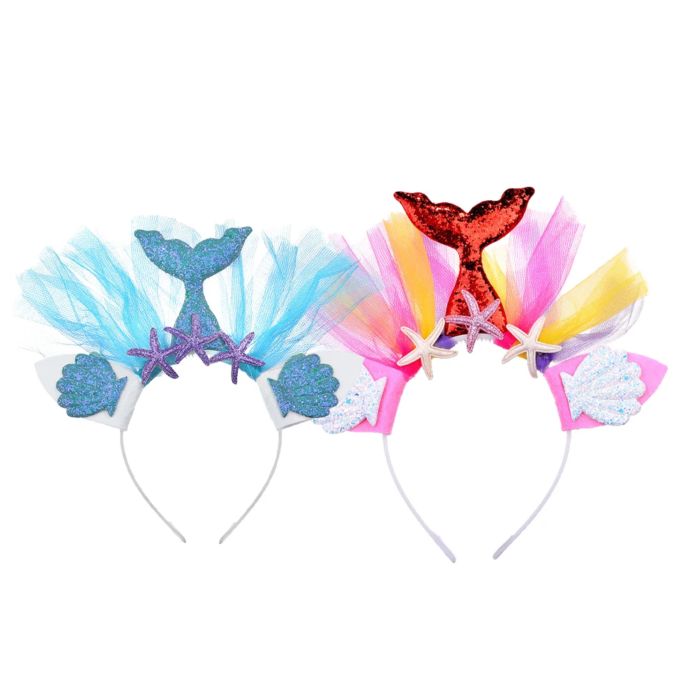 

1pc Ocean Hairband Shell Girl Accessories Cartoon Hoop Gauze Design Headband Lightweight Non Deformation Kids Party Gift Ideal