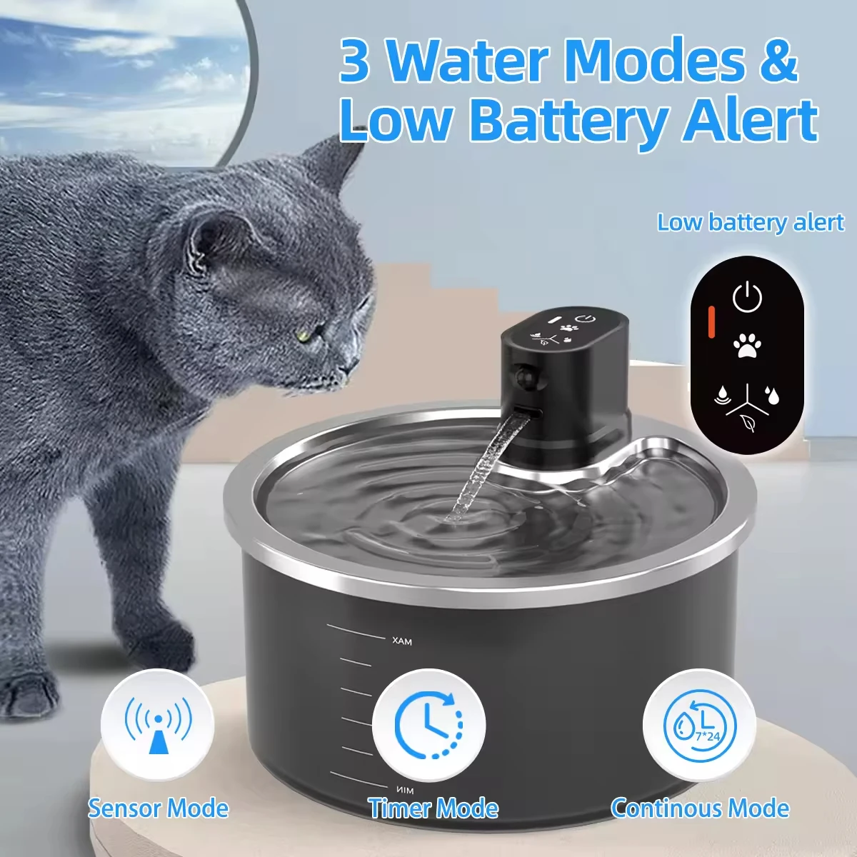 

Latest Design Cat Dog Automatic Water Dispenser Plastic 2.8L Capacity Intelligence Cat Water Fountain Pets Smart Drinking Bowls