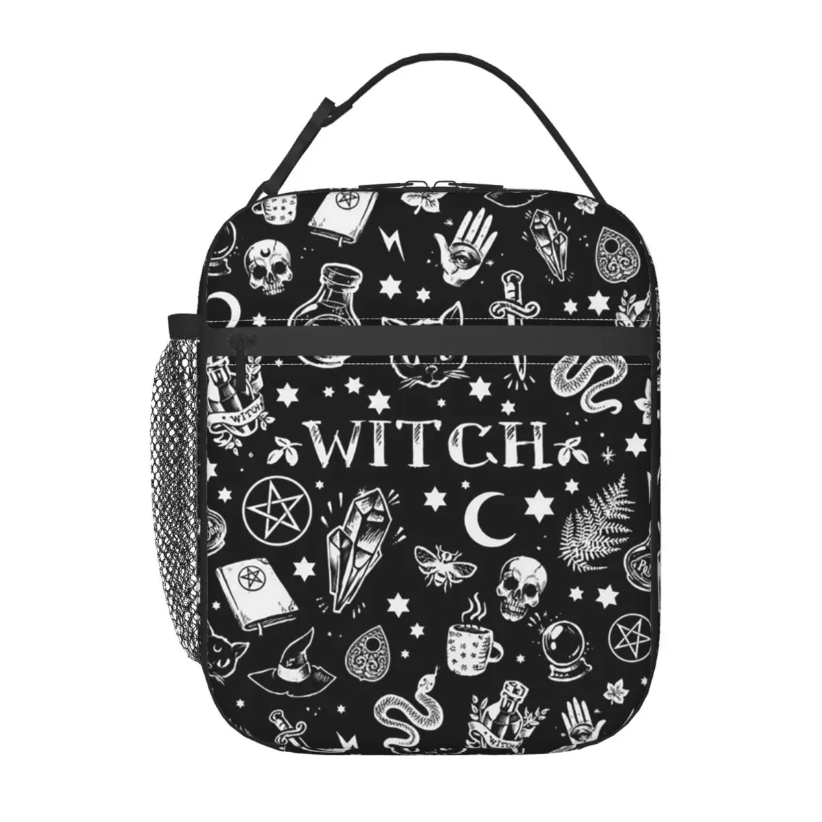 Skull Cat Moon Gothic Design Insulated Lunch Bag for Women Children Portable Food Boxes Thermal Lunch Box Tote