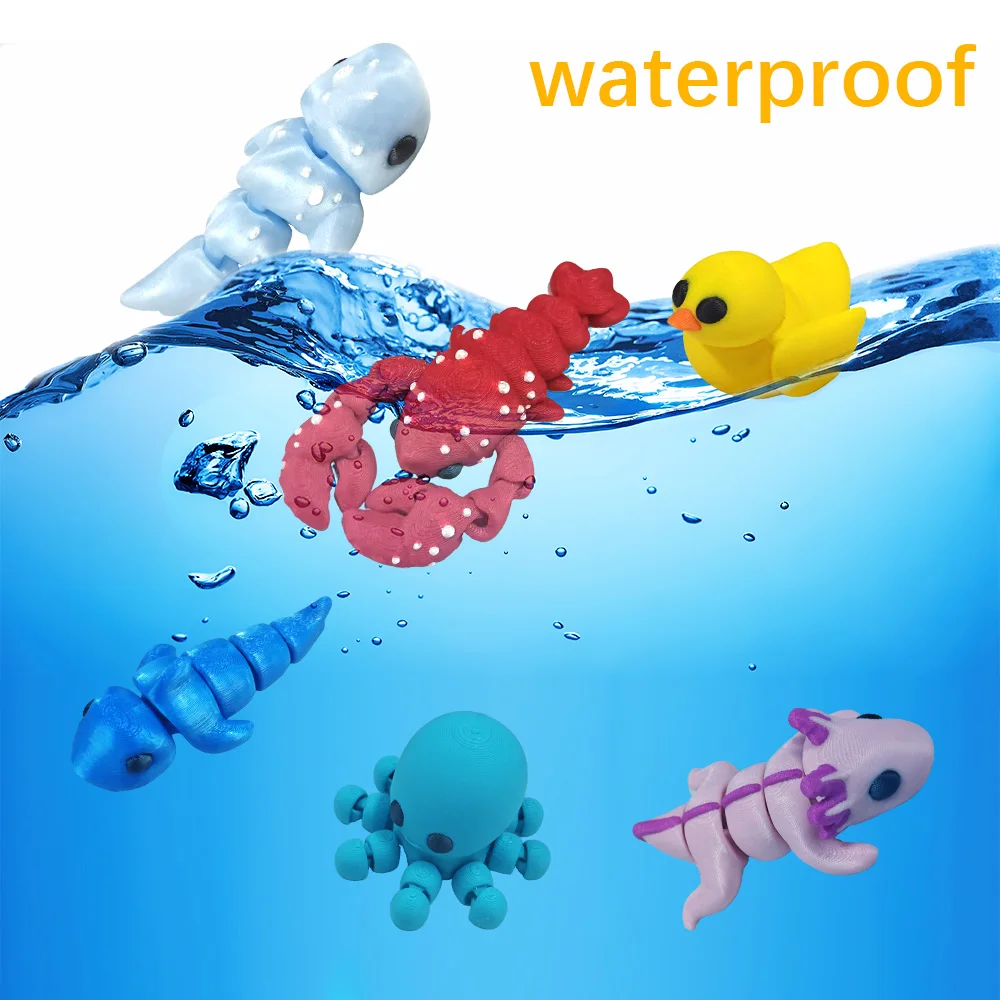 

1pc 3D Printed Art Deco Flexible Joints Lobster 、Blue Whale、OctopusThemed Plastic Sculpture, on the water animals Creative Gift