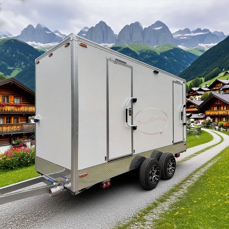 

Europe Outdoor Luxury Toilet Trailer Mobile VIP Restroom Portable Toilet Trailer for Construction Sites