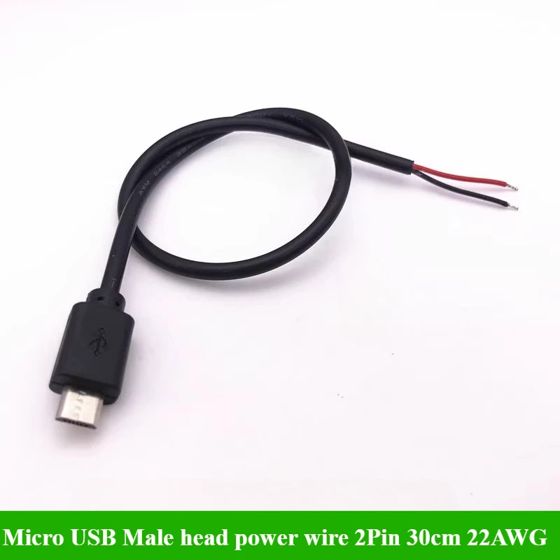 

USB Micro Single Male Female head 2Pin 4Pin Extension Power Cable 30cm Data Charging DIY Repair USB Type-C Plug Socket Connect