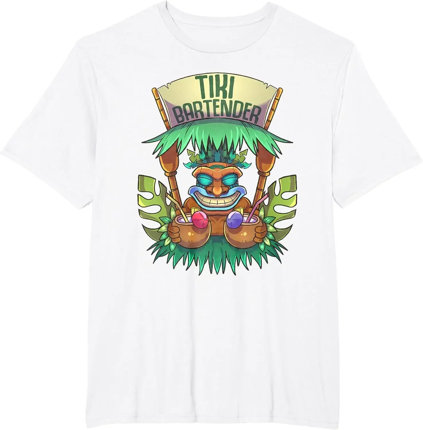 Tiki Bartender Kahuna Tropical Drinks Cocktails Luao Party T-Shirt Tiki T Shirts Men Clothing Tops Streetwear Camisas