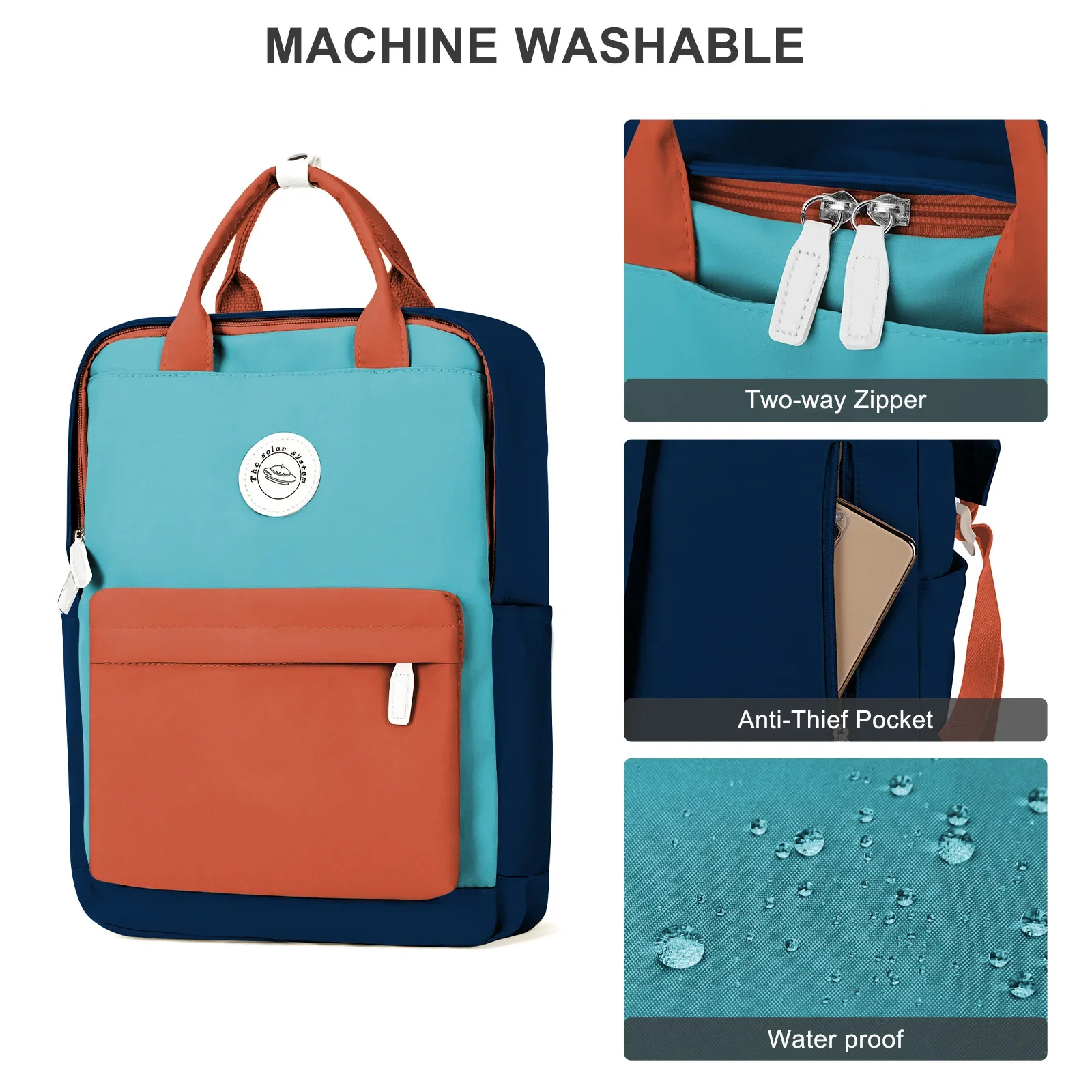 

Backpack for Teenager, Cute & Stylish School Bag for Elementary, Middle & High School Students, Solid&Color Block Rucksack