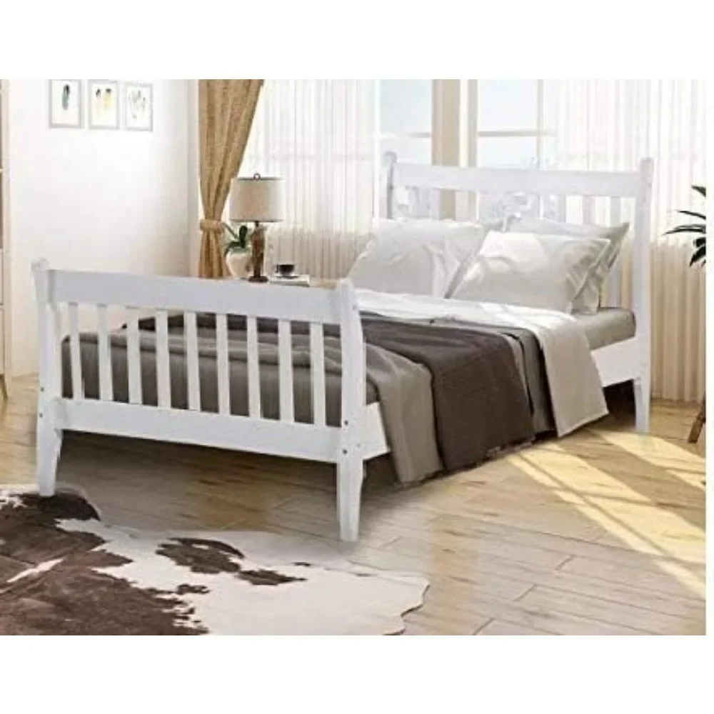 Wood Twin Bed Frame with Headboard and Footboard, Platform Bed Frame Mattress Foundation with Wood Slat Support, Twin Bed