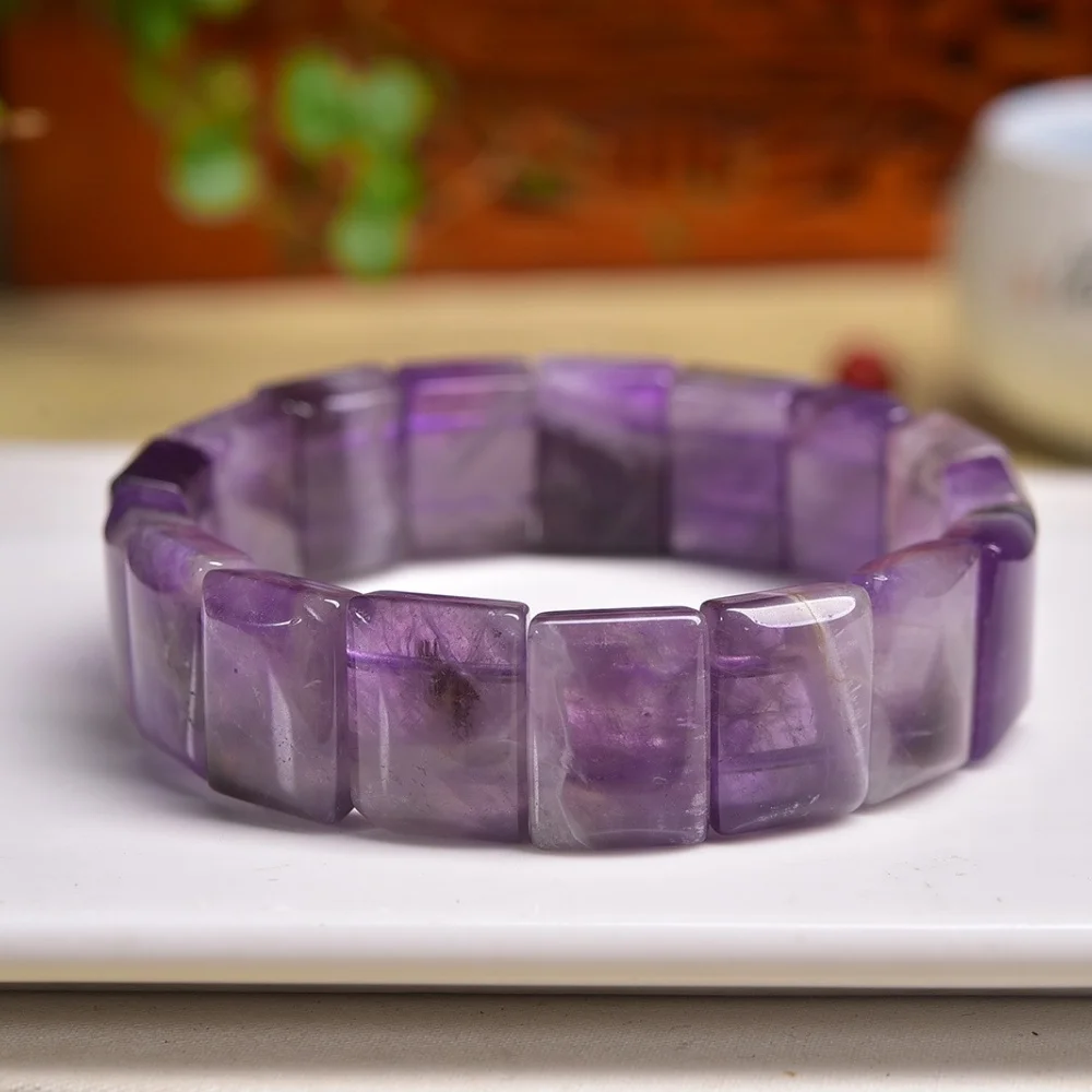 16MM Natural Dream Amethyst Stone Bangle Crystal Gemstone Fashion Healing Chakra Reiki Yoga Energy Bracelet 1pcs