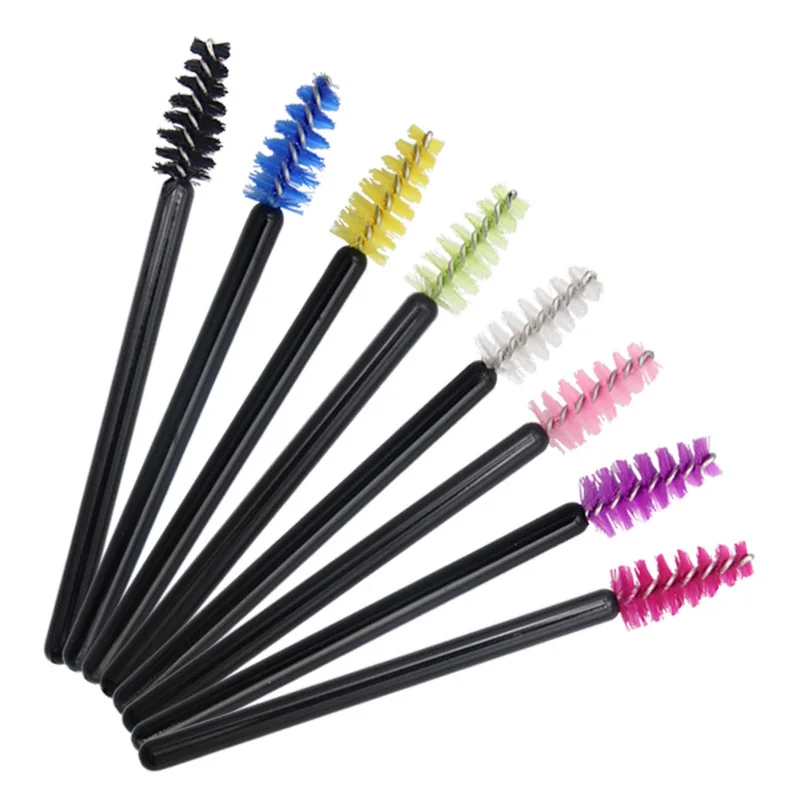 50pcs Short Mini Nylon Eyelash Brushes Solid Handle Mascara Wands Lash Extension Comb Eyebrow Brush Eyelash Grafting Tools