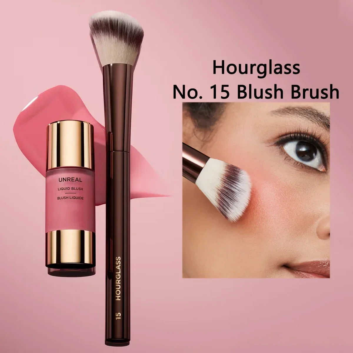 No. 15 Hourglass Blush Brush Angled Contour Blush Stippling Brush Cheeks Cream Liquid Blushes Makeup Brushes Cream Blush Brush