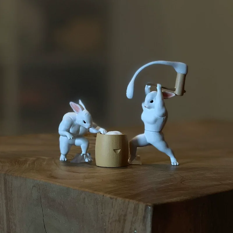 اليابانية حقيقية العضلات اليشم أرنب اليابانية حقيقية ل قصف كعكة الأرز أرنب ومهرجان منتصف الخريف دمية صنع ماشو #3