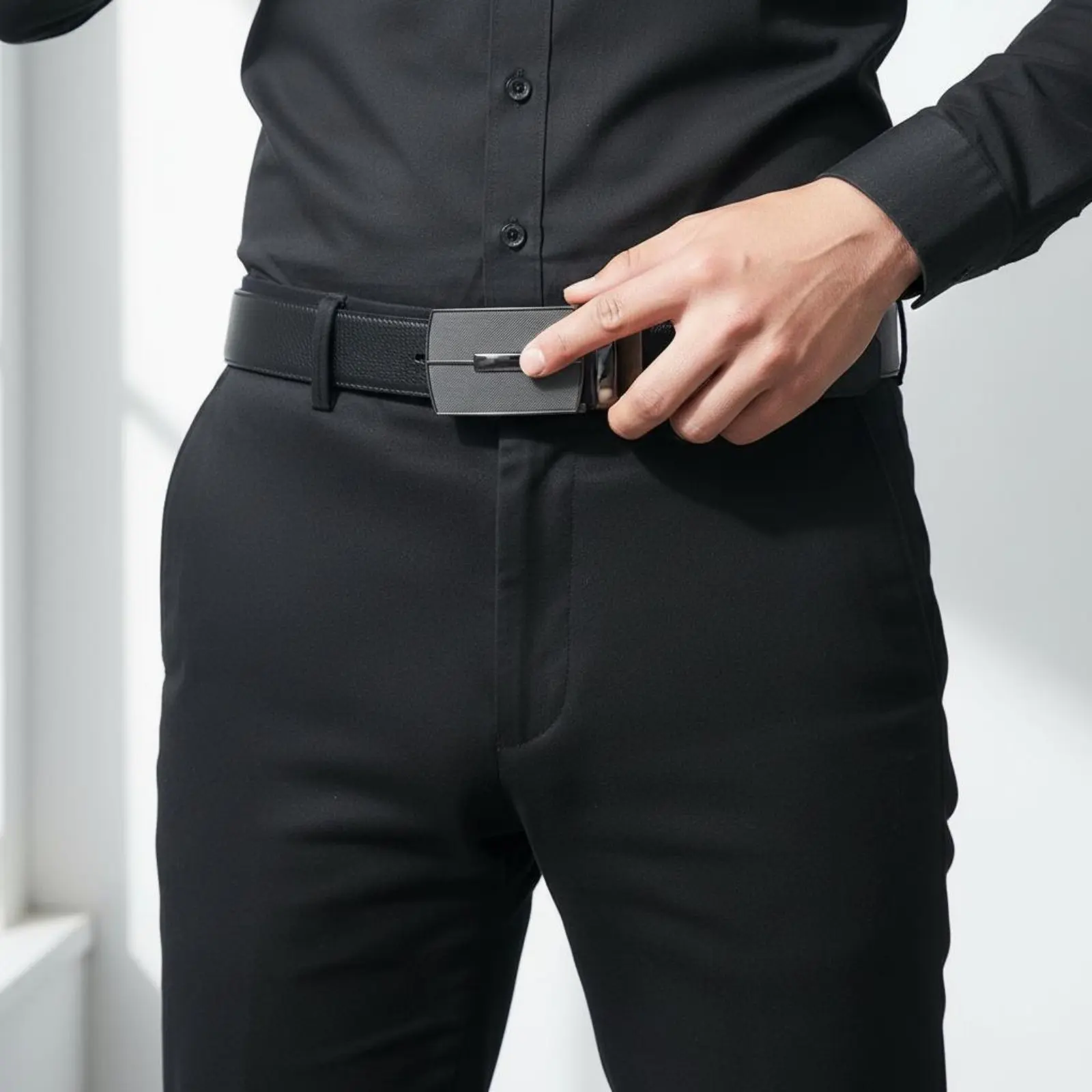 Fashion Alloy Automatic Buckle Ratchet Black Belt Buckle 40mm Width for Men