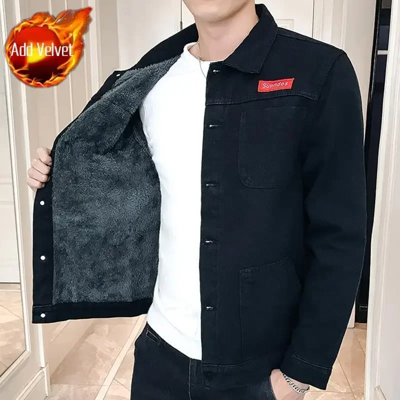 shangkaka Herren Jeansmantel Schwarz 6