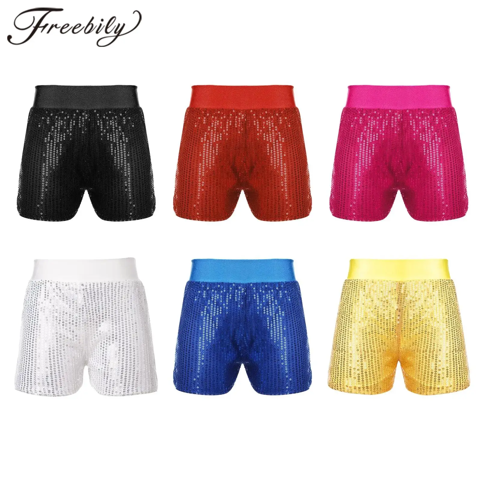 Kids Shorts for Girls Ballet Dance Performance Birthday Party Costumes Sparkling Sequins Boxer Shorts Children Short Pants