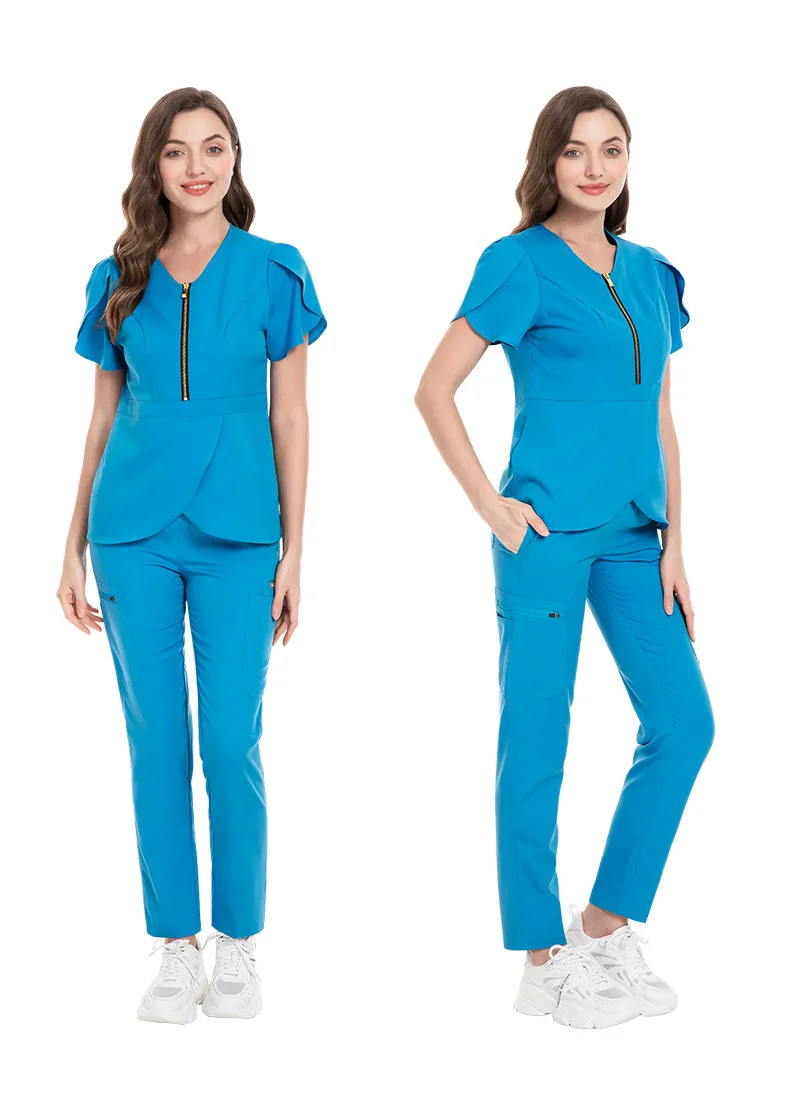 Women Wear Stylish Scrub Sets Fashion Medical Suits Hospital Uniform Tops Pant Beauty Salon Dental Clinic Workwear Clothes Set