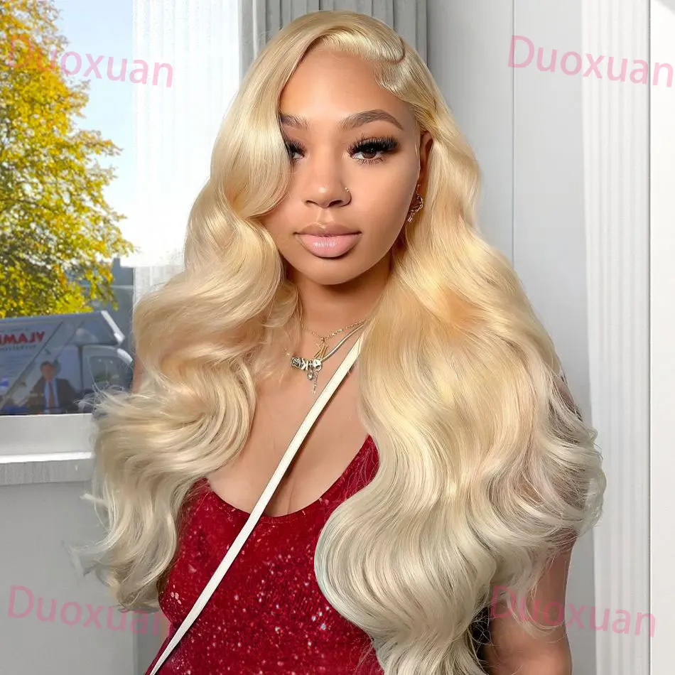 613 peruca de cabelo humano onda do corpo 13x4 13x6 hd peruca frontal do laço pré arrancado 200% densidade 613 peruca loira cabelo humano para mulher