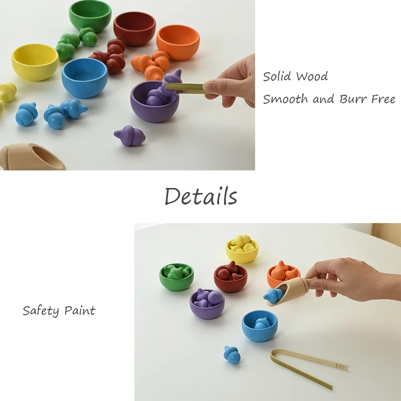 Montessori Rainbow Color Sorting Game Puzzle Toy For Children Fine Motor Training Matching Game Toddler Educational Learning Toy