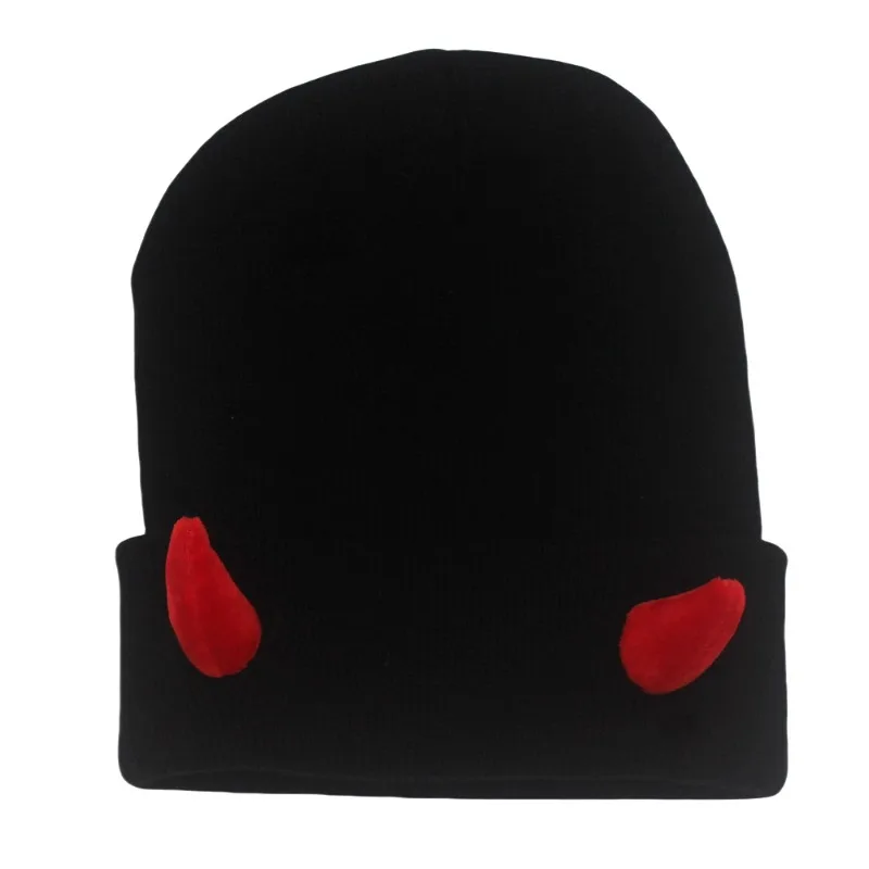 Devil Horn Hat Autumn and Winter Warm Knitted Wool Hat Halloween Horn Bald Hat Funny Hip Hop Essentials Beanie Chapeus Hats Caps