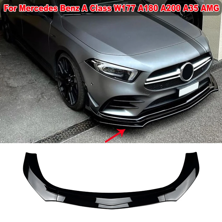 

Front Bumper Lip Spoiler Side Splitter Deflector For Mercedes Benz A Class W177 A180 A200 A35 AMG 2019-2022 Car Accessories