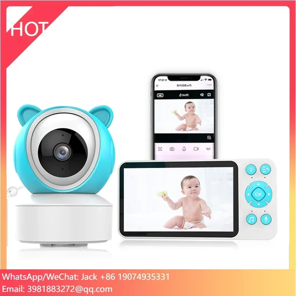 

WholesaleTuya Wireless 1080p Wifi App Controlled Cry Detection with Screen 5inch Baby Camera Two-way Audio