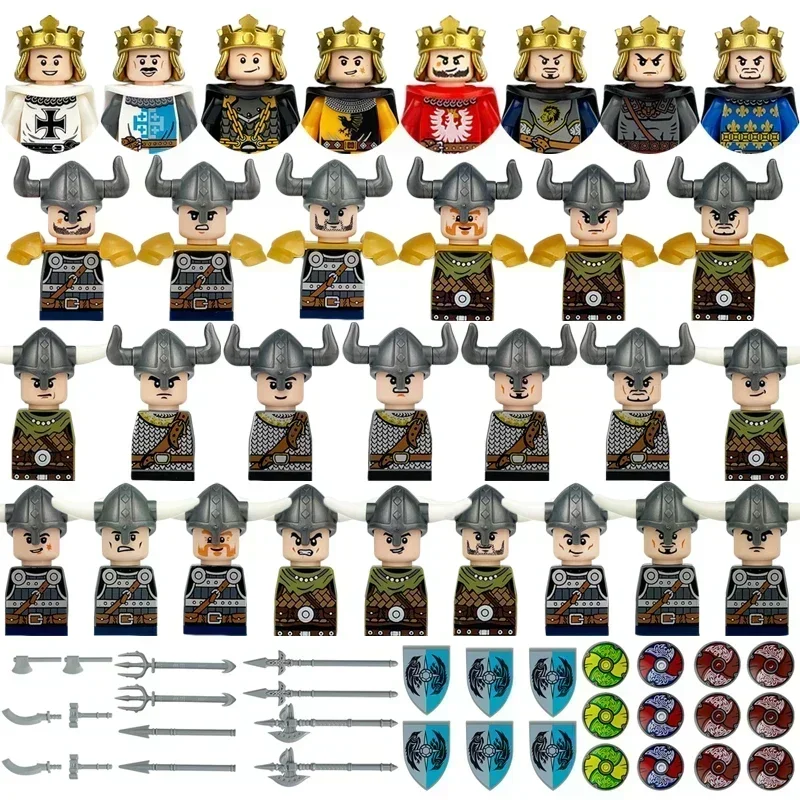 Crusader Knights Roman Warriors Middle Ages Medieval Europe Military Building Blocks Figures Castle Kingdom King Legion Set