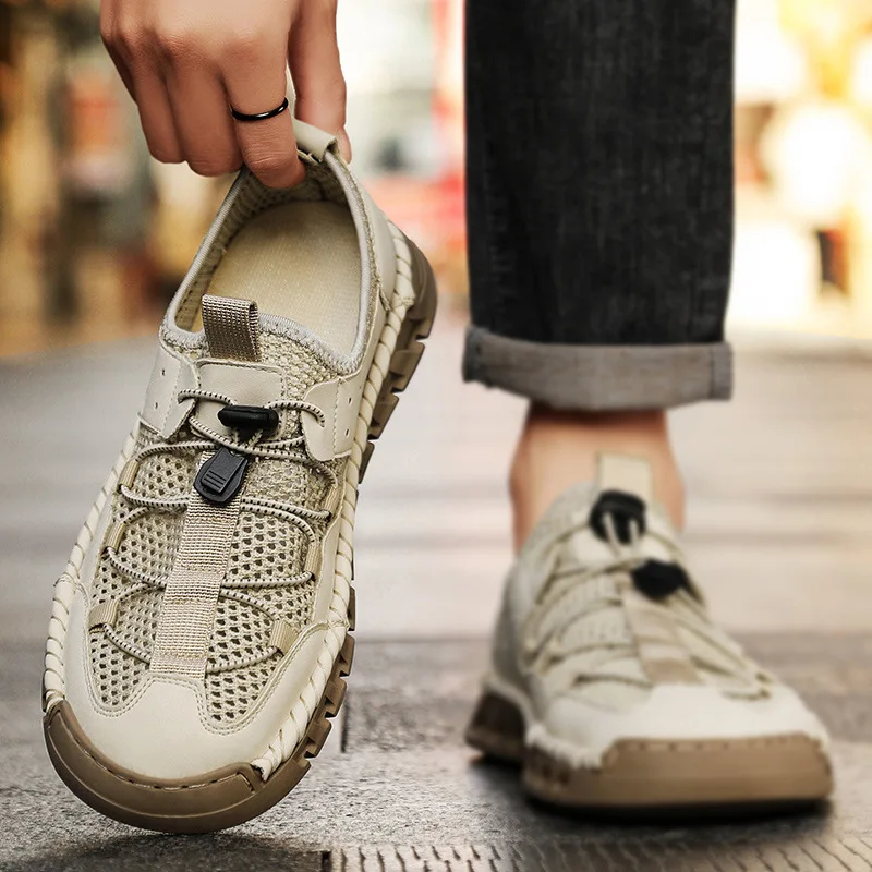 Summer sandals new style casual large size beach shoes breathable mesh shoes for men