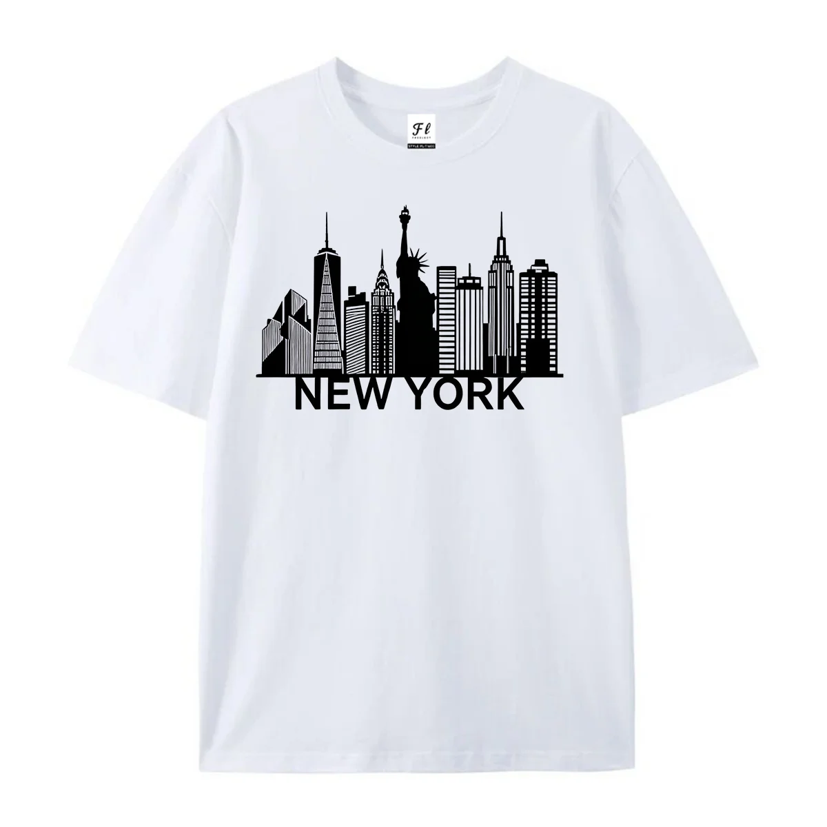 New York City Skyline T-shirt NYC Statue of Liberty Graphic Tee Vintage Urban Cityscape Casual Shirt Daily Stylish Streetwear