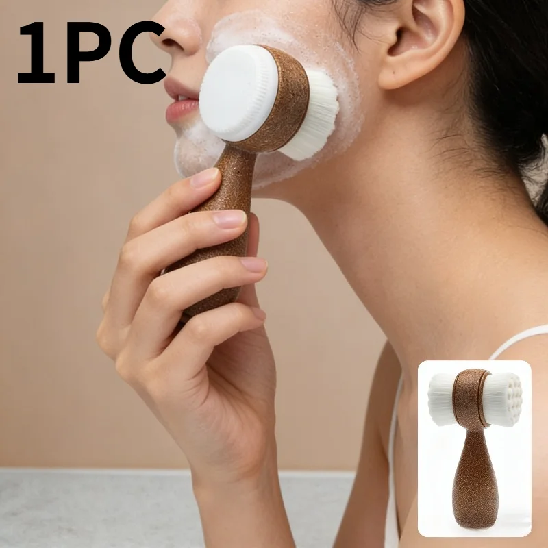 1pc Coconut Fiber Facial Brush,Double-Sided Exfoliating Manual Cleansing Brush, Soft Bristles for Deep Cleaning. facial brush
